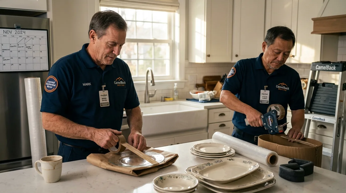 Professional crew packing kitchen dishware in Palmetto, GA